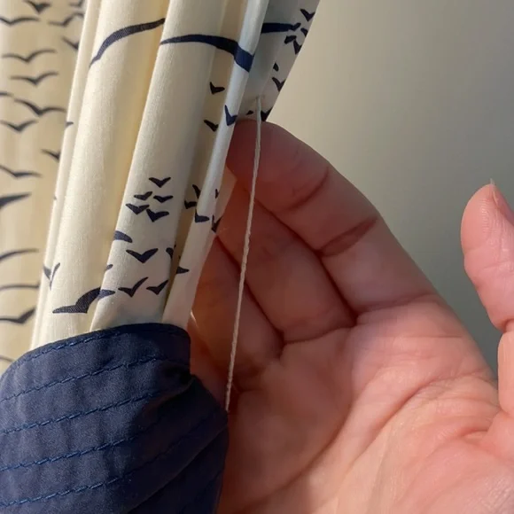 Vintage BCBG BLUE CREAM BIRD PRINT BELTED DRESS SIZE SMALL Kimono style belt - Picture 11 of 14